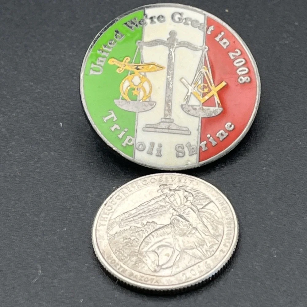 United We're Great In 2008 Italy Tripoli Shrine‎ Lapel Hat Pin